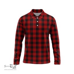 Scottish MacLeod Black and Red Tartan Long Sleeve Plaid Polo Shirt
