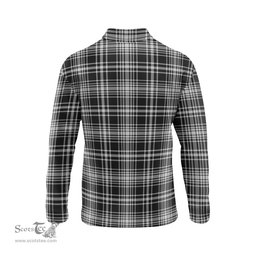 Scottish MacLean Black and White Clan Crest Tartan Polo Long Sleeve Plaid Polo Shirt