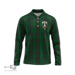 Scottish MacLean of Duart Hunting Clan Crest Tartan Polo Long Sleeve Plaid Polo Shirt