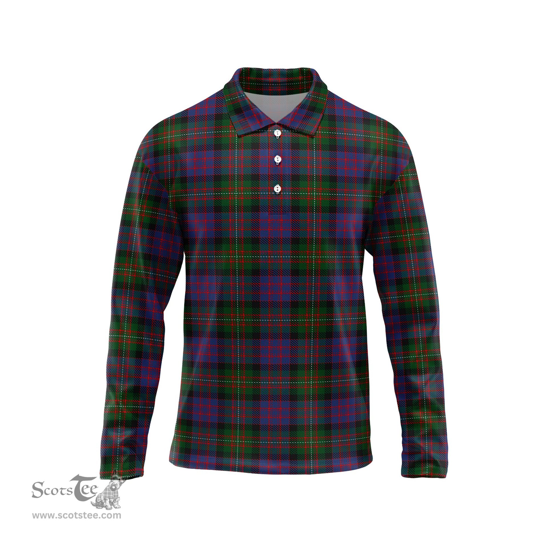 Scottish MacDonell of Glengarry Tartan Long Sleeve Plaid Polo Shirt