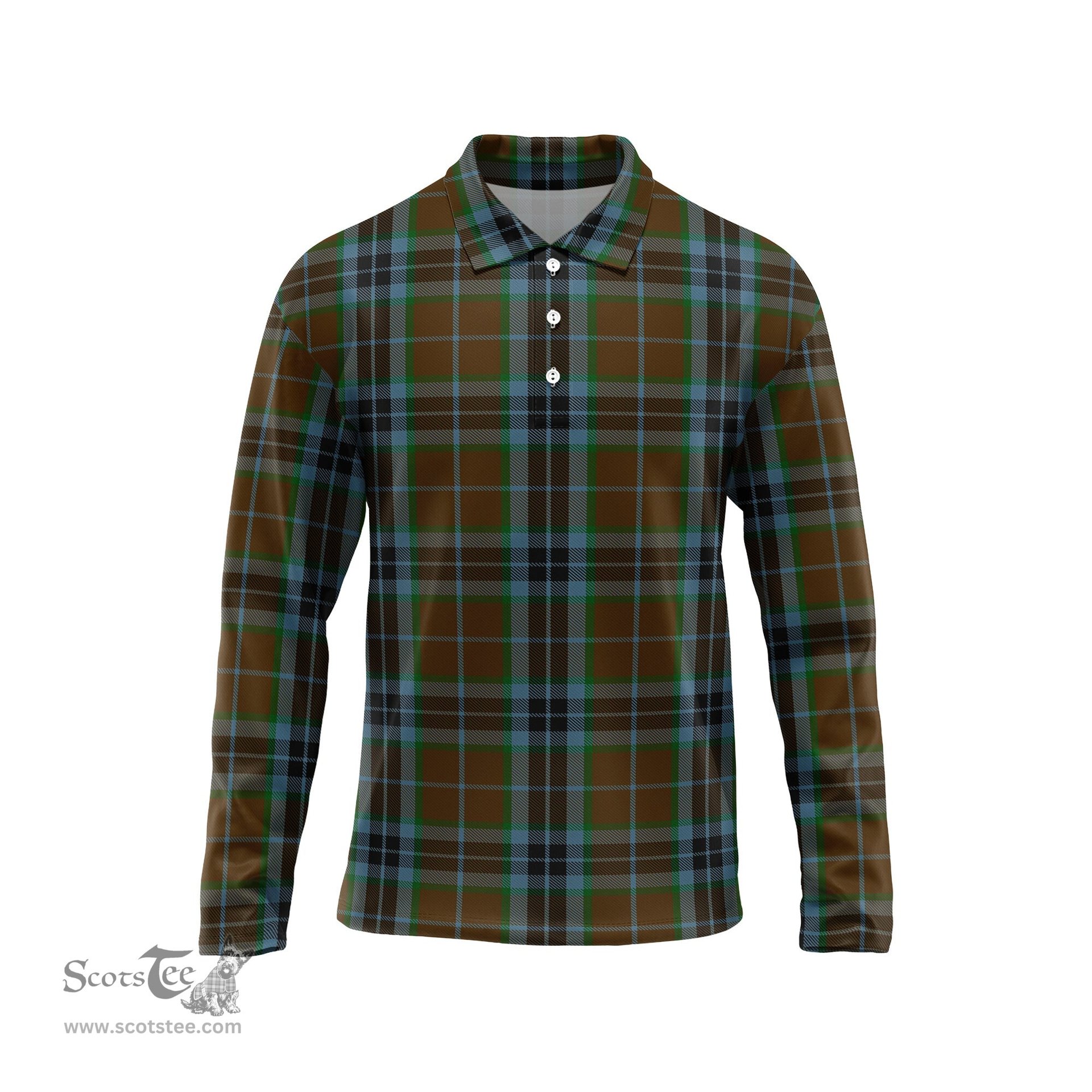 Scottish MacTavish Hunting Tartan Long Sleeve Plaid Polo Shirt
