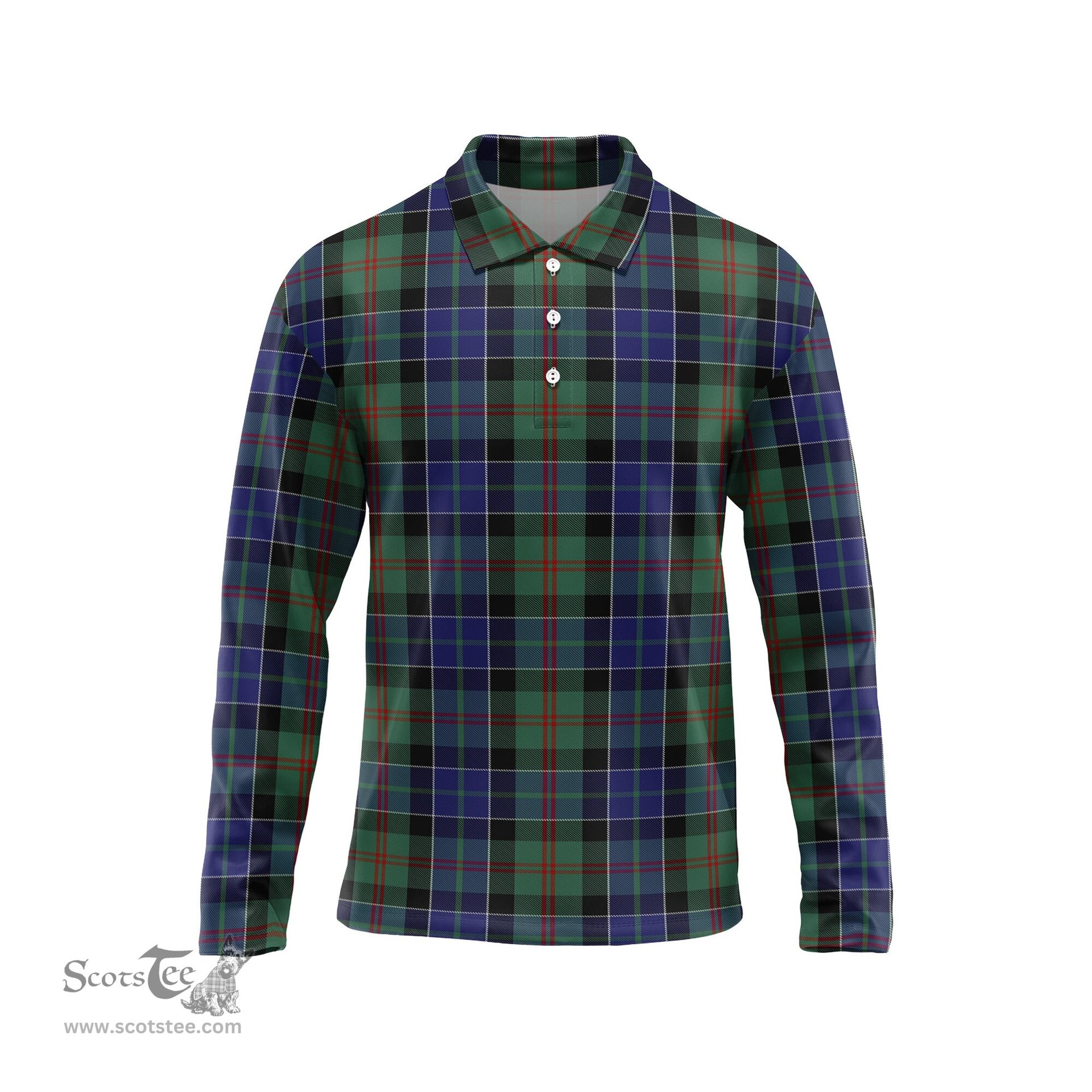 Scottish McFadzen #02 Tartan Long Sleeve Plaid Polo Shirt