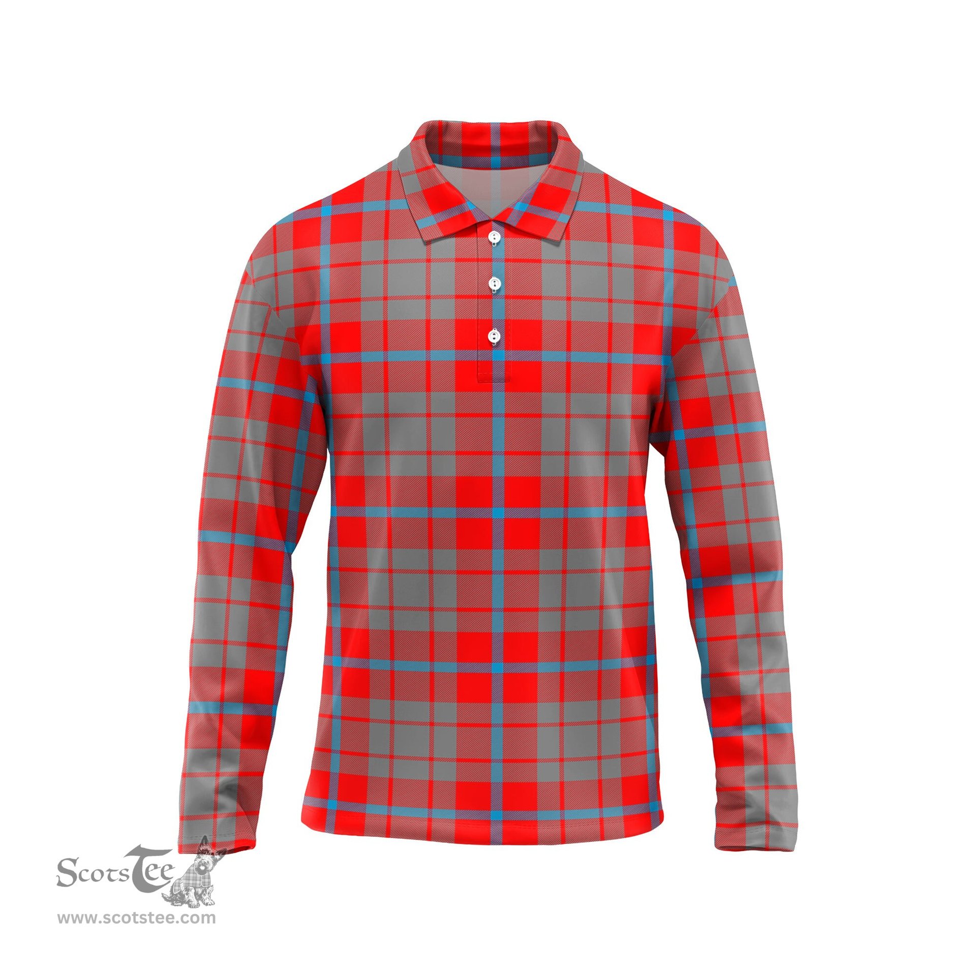Scottish Moubray Tartan Long Sleeve Plaid Polo Shirt