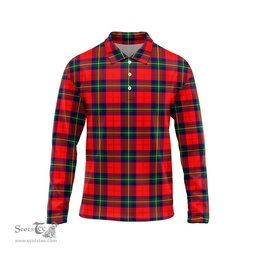 Scottish Ruthven Modern Tartan Long Sleeve Plaid Polo Shirt