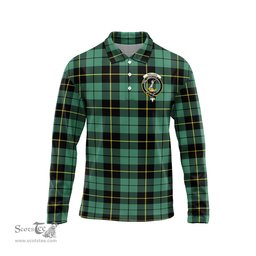 Scottish Wallace Hunting Ancient Clan Crest Tartan Polo Long Sleeve Plaid Polo Shirt