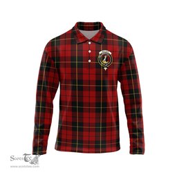Scottish Wallace Clan Crest Tartan Polo Long Sleeve Plaid Polo Shirt