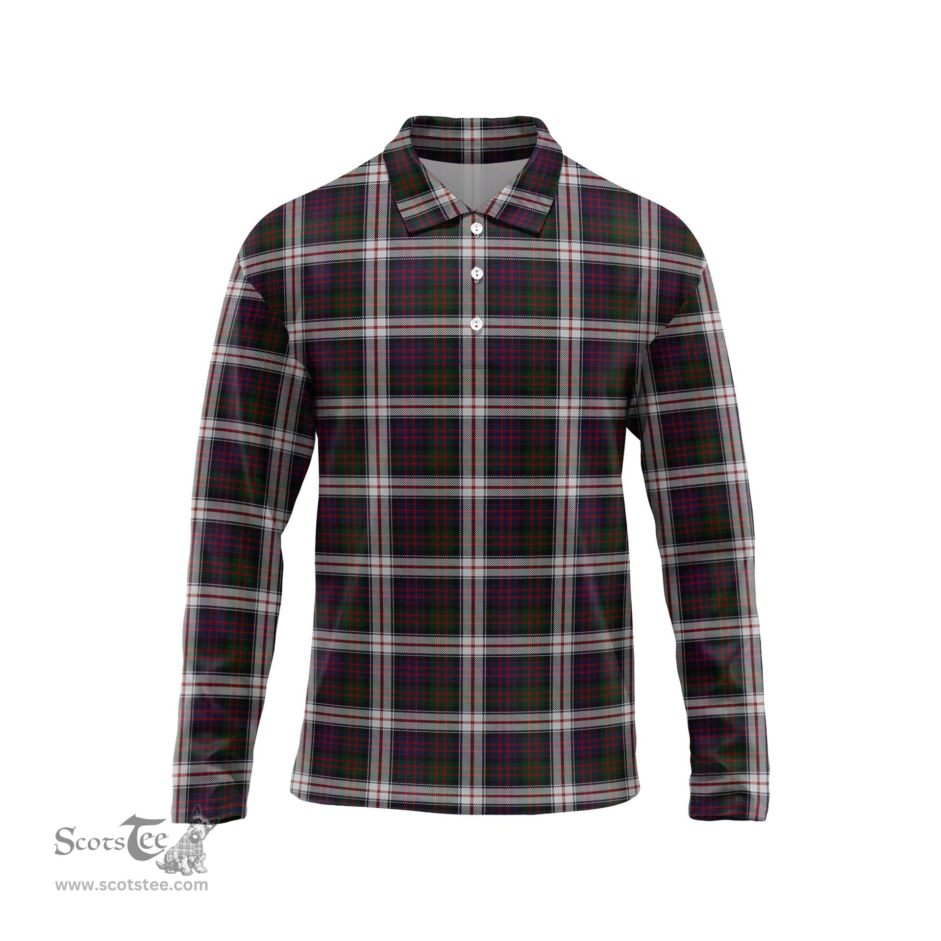 Scottish MacDonald Dress Tartan Long Sleeve Plaid Polo Shirt