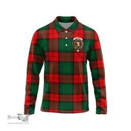 Scottish Stewart Atholl Modern Clan Crest Tartan Polo Long Sleeve Plaid Polo Shirt