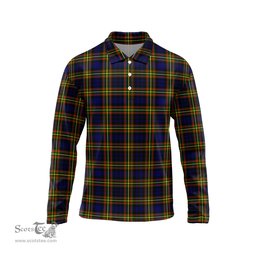 Scottish MacLellan Modern Tartan Long Sleeve Plaid Polo Shirt