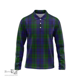 Scottish Strachan Tartan Long Sleeve Plaid Polo Shirt