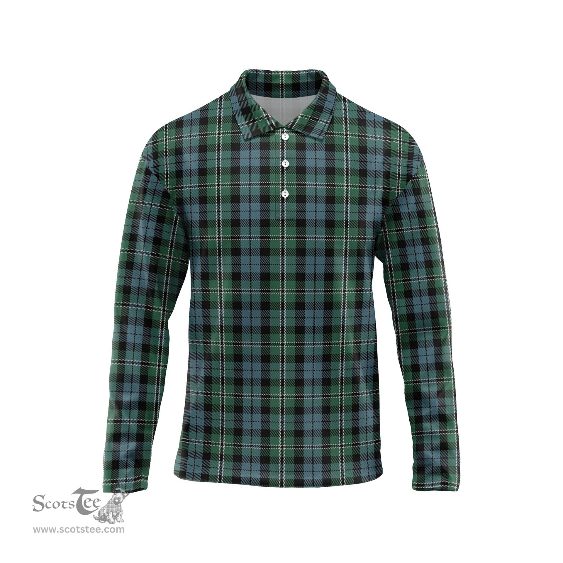 Scottish Melville Tartan Long Sleeve Plaid Polo Shirt