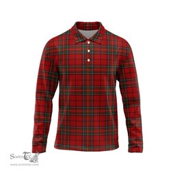 Scottish Stewart of Galloway Tartan Long Sleeve Plaid Polo Shirt