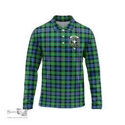 Scottish Murray of Atholl Ancient Clan Crest Tartan Polo Long Sleeve Plaid Polo Shirt