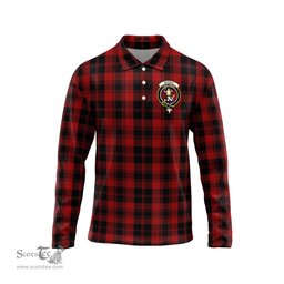 Scottish Murray of Ochtertyre Clan Crest Tartan Polo Long Sleeve Plaid Polo Shirt