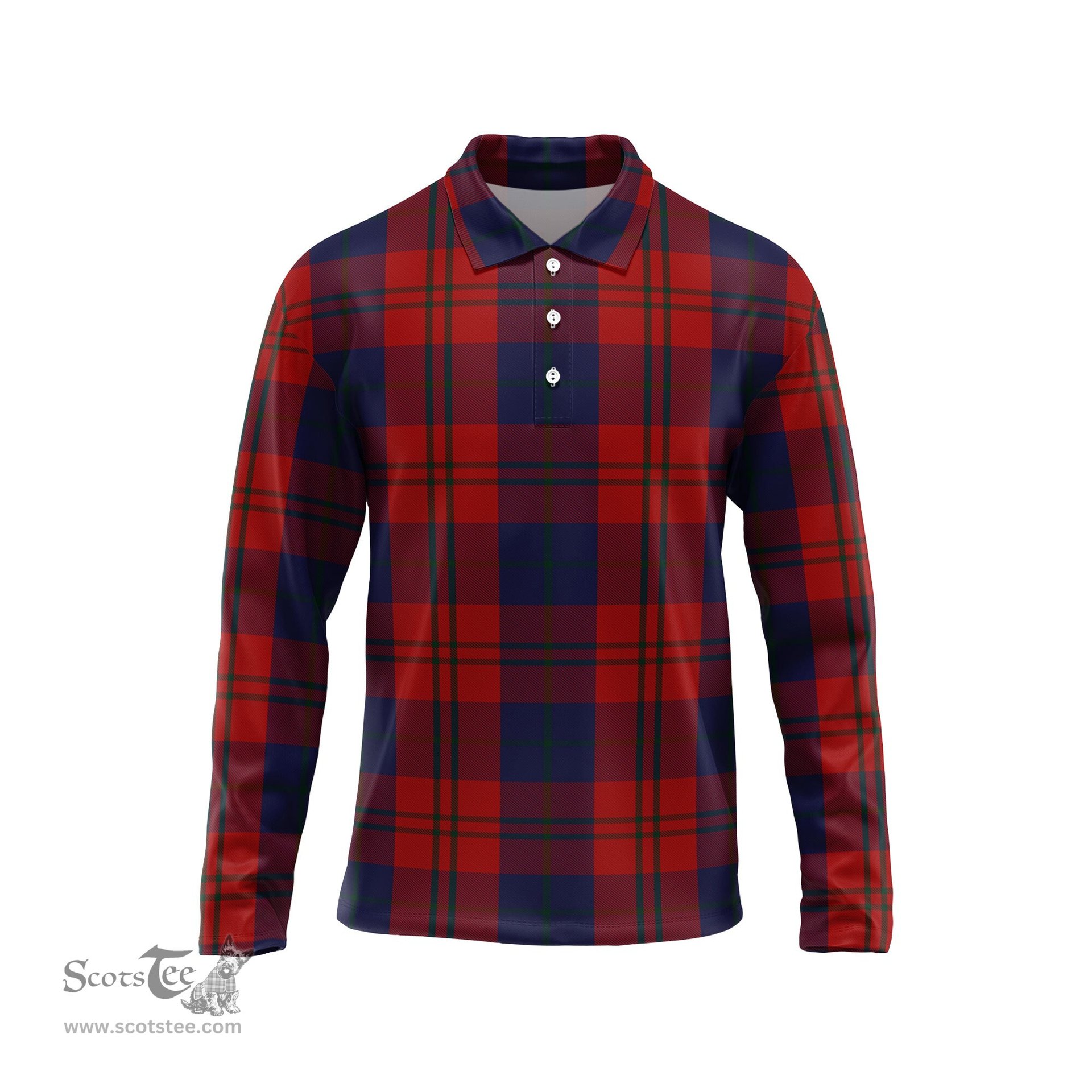 Scottish Wotherspoon Tartan Long Sleeve Plaid Polo Shirt