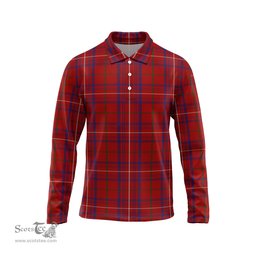 Scottish Rose Tartan Long Sleeve Plaid Polo Shirt