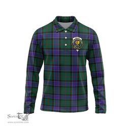 Scottish Sinclair Hunting Modern Clan Crest Tartan Polo Long Sleeve Plaid Polo Shirt