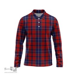 Scottish Wishart Dress Tartan Long Sleeve Plaid Polo Shirt