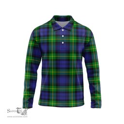 Scottish Meldrum Tartan Long Sleeve Plaid Polo Shirt