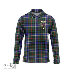 Scottish Ogilvie (Ogilvy) Hunting Modern Clan Crest Tartan Polo Long Sleeve Plaid Polo Shirt