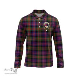 Scottish MacDonald Modern Clan Crest Tartan Polo Long Sleeve Plaid Polo Shirt