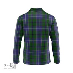 Scottish Wishart Hunting Clan Crest Tartan Polo Long Sleeve Plaid Polo Shirt
