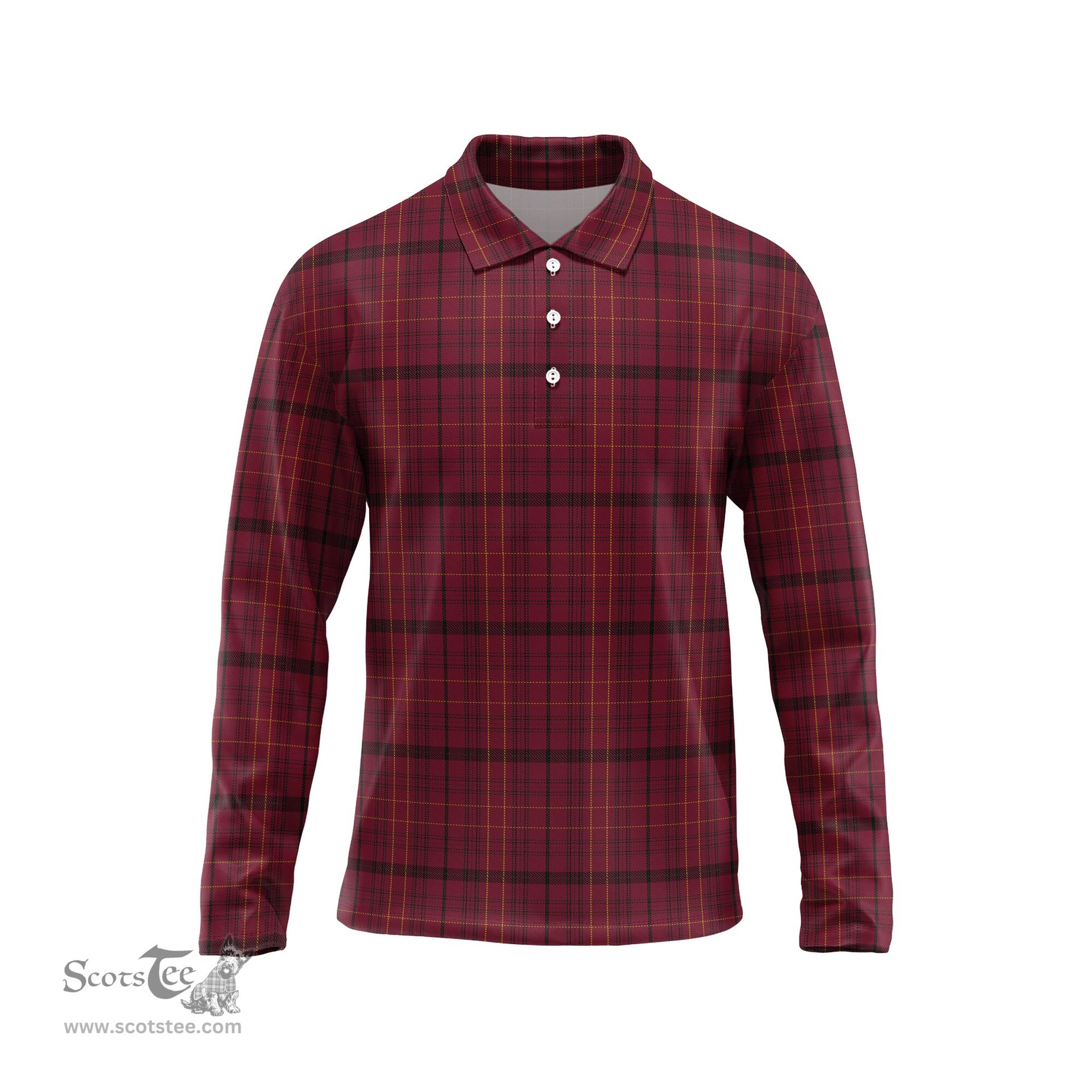 Scottish Williams of Wales Tartan Long Sleeve Plaid Polo Shirt