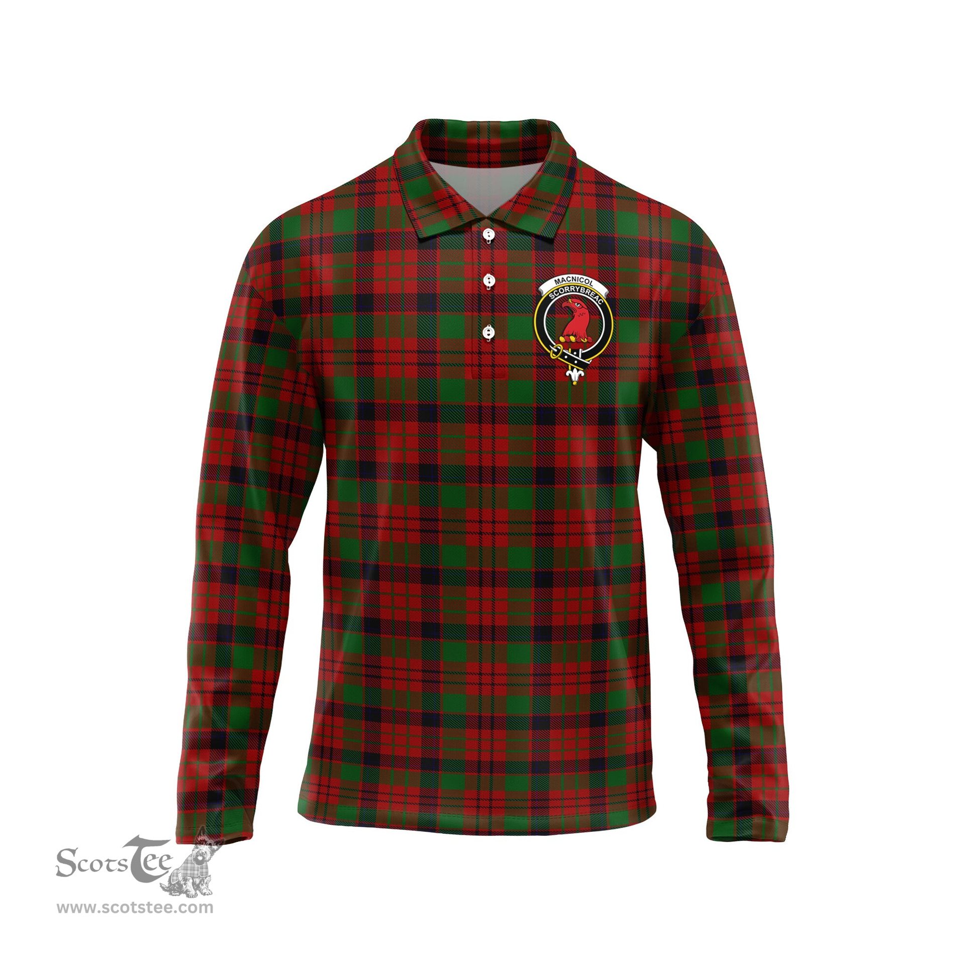 Scottish MacNicol Clan Crest Tartan Polo Long Sleeve Plaid Polo Shirt