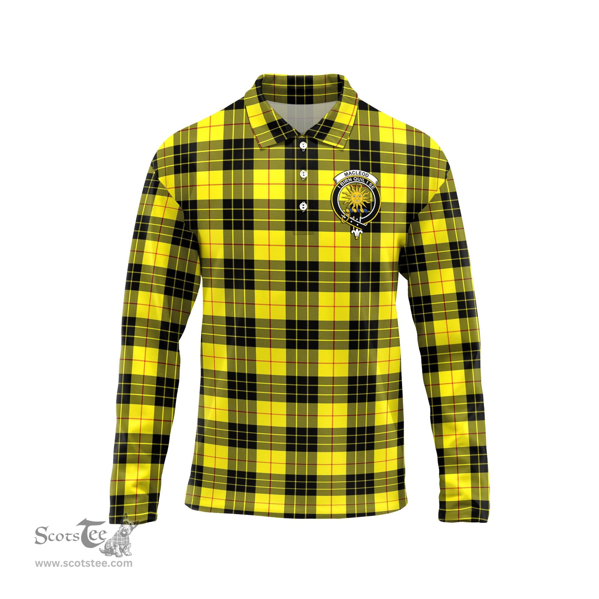 Scottish MacLeod of Lewis Modern Clan Crest Tartan Polo Long Sleeve Plaid Polo Shirt