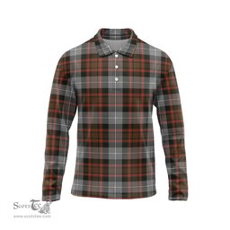 Scottish MacRae Hunting Weathered Tartan Long Sleeve Plaid Polo Shirt
