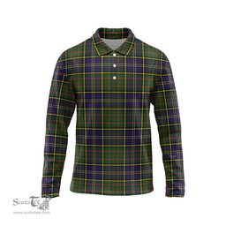 Scottish MacMillan Hunting Modern Tartan Long Sleeve Plaid Polo Shirt