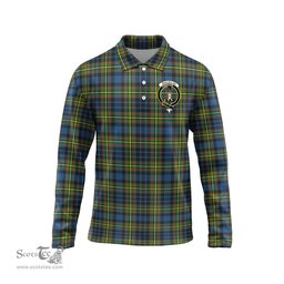 Scottish MacLellan Ancient Clan Crest Tartan Polo Long Sleeve Plaid Polo Shirt
