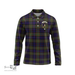 Scottish MacLellan Clan Crest Tartan Polo Long Sleeve Plaid Polo Shirt