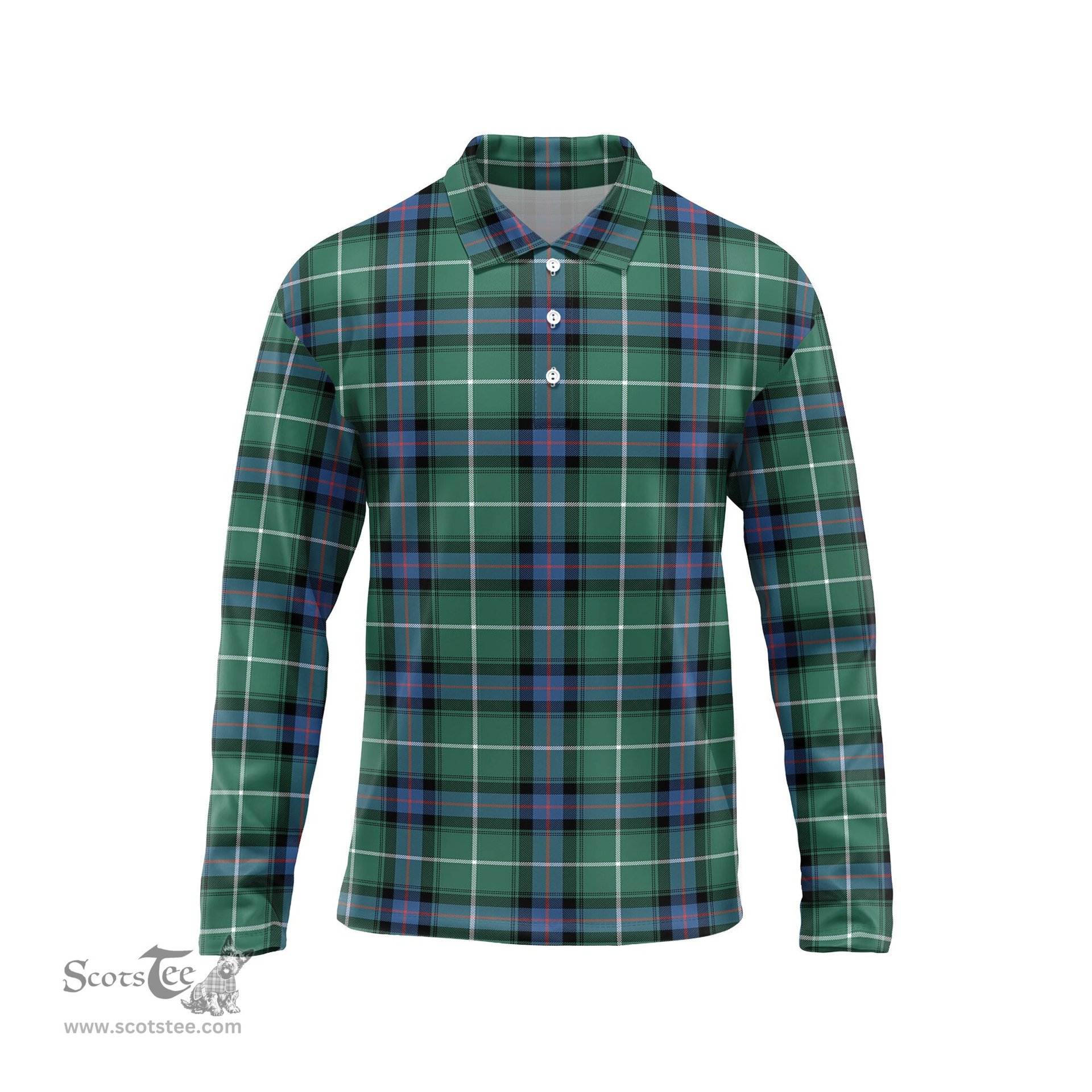 Scottish MacDonald of the Isles Hunting Ancient Tartan Long Sleeve Plaid Polo Shirt