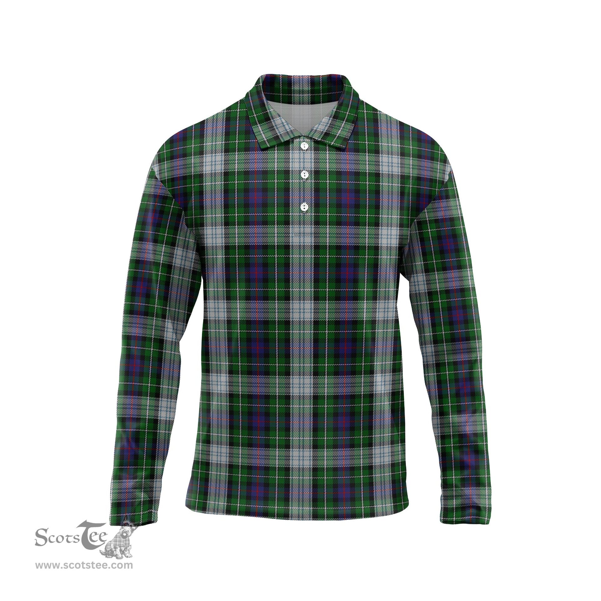 Scottish MacKenzie Dress Tartan Long Sleeve Plaid Polo Shirt