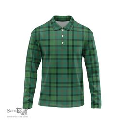 Scottish Ross Hunting Ancient Tartan Long Sleeve Plaid Polo Shirt