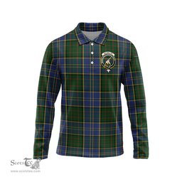Scottish MacMillan Hunting Clan Crest Tartan Polo Long Sleeve Plaid Polo Shirt