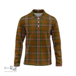 Scottish Scott Brown Modern Tartan Long Sleeve Plaid Polo Shirt