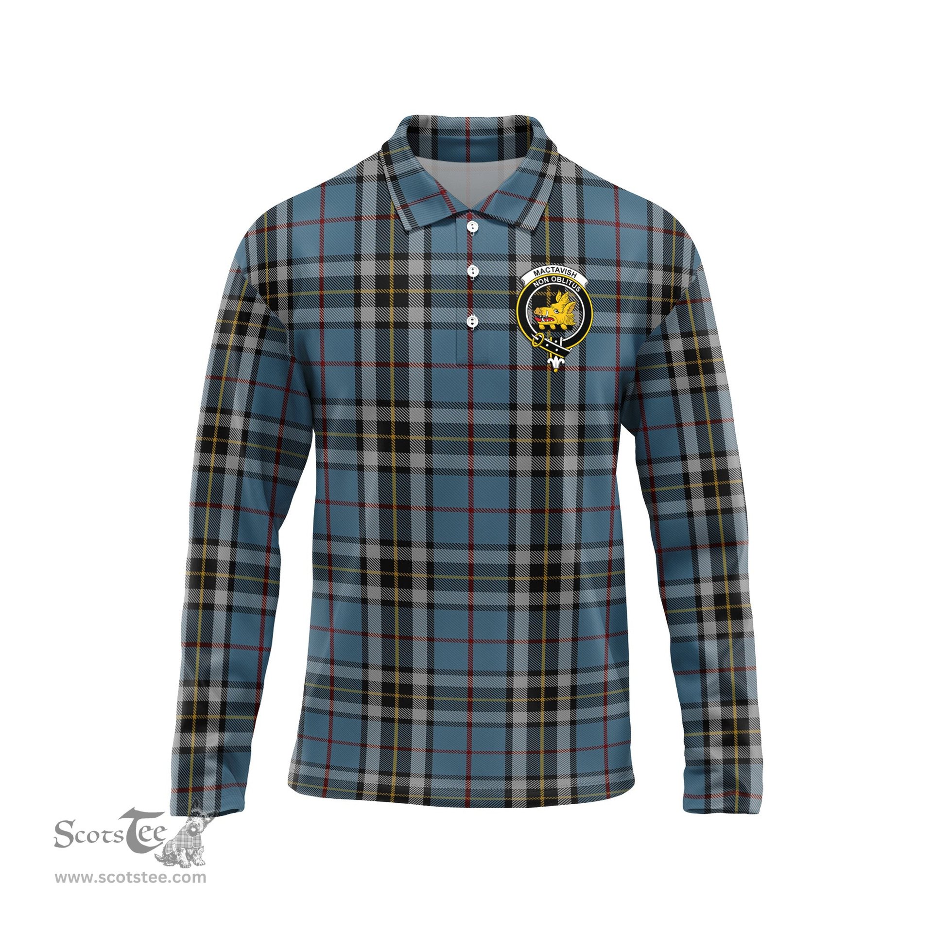 Scottish MacTavish Dress Clan Crest Tartan Polo Long Sleeve Plaid Polo Shirt