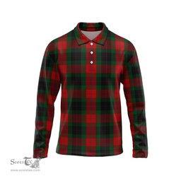 Scottish Skene of Cromar Black Tartan Long Sleeve Plaid Polo Shirt