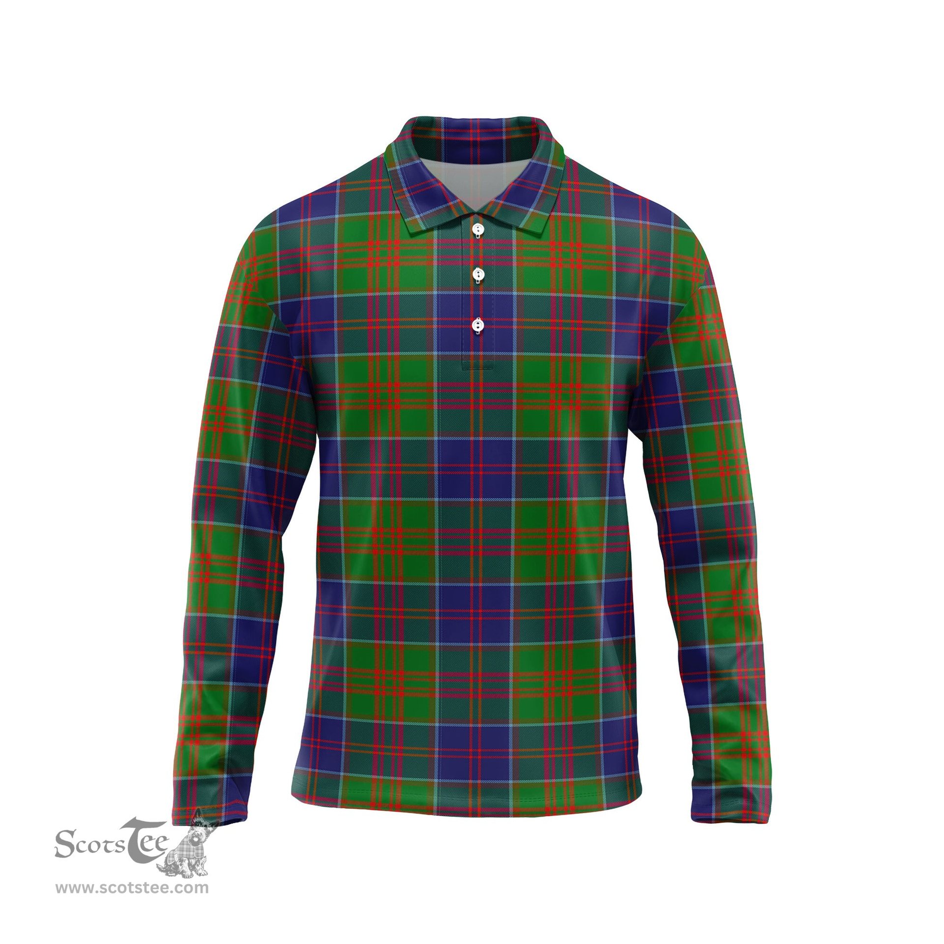 Scottish Stewart of Appin Hunting Modern Tartan Long Sleeve Plaid Polo Shirt