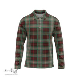 Scottish Scott Brown Ancient Tartan Long Sleeve Plaid Polo Shirt