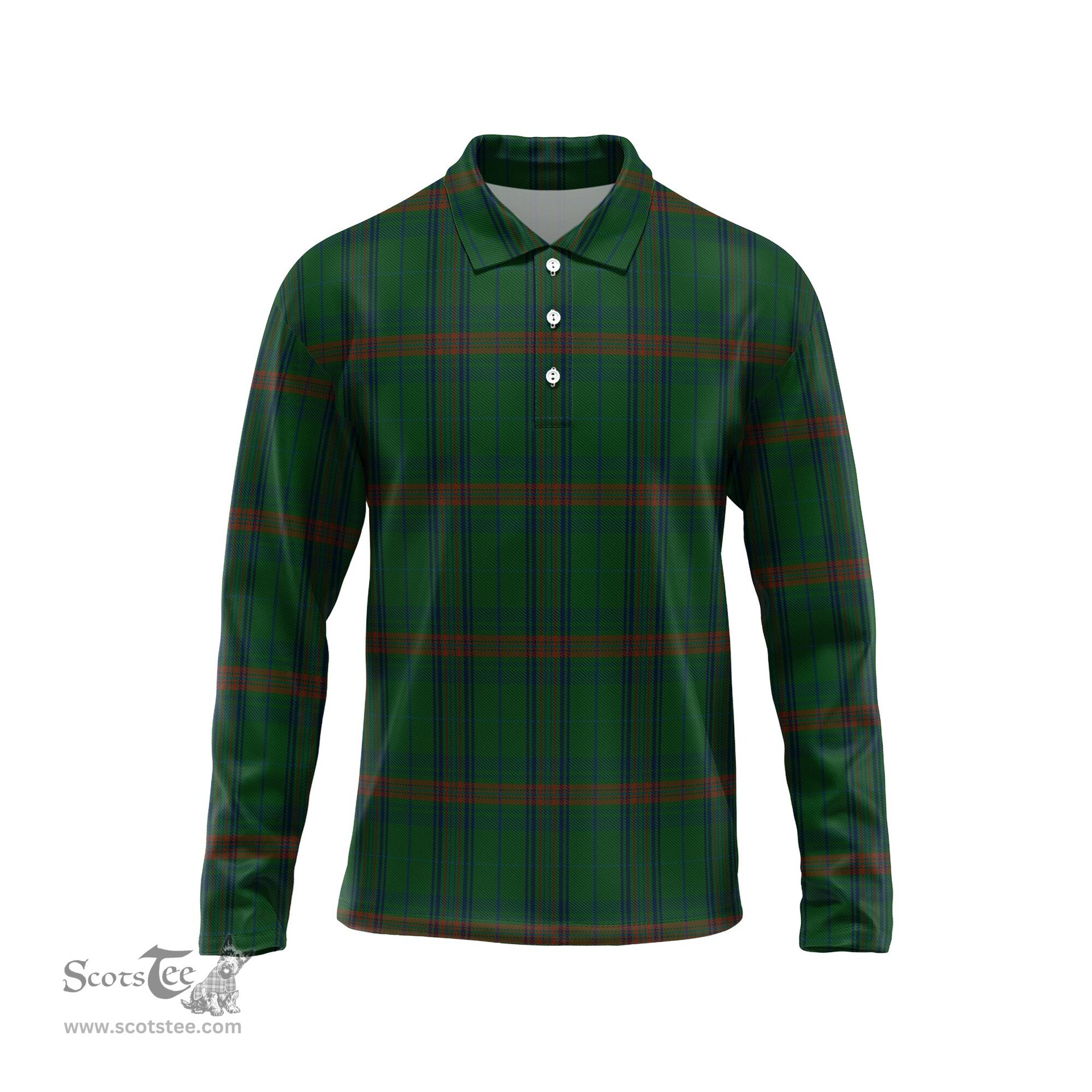 Scottish Owen of Wales Tartan Long Sleeve Plaid Polo Shirt