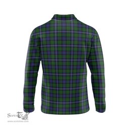 Scottish Robertson Hunting Tartan Long Sleeve Plaid Polo Shirt