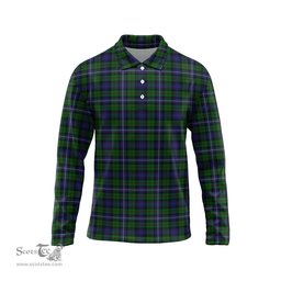 Scottish Robertson Hunting Tartan Long Sleeve Plaid Polo Shirt