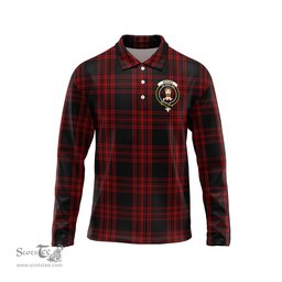 Scottish Menzies Hunting Clan Crest Tartan Polo Long Sleeve Plaid Polo Shirt