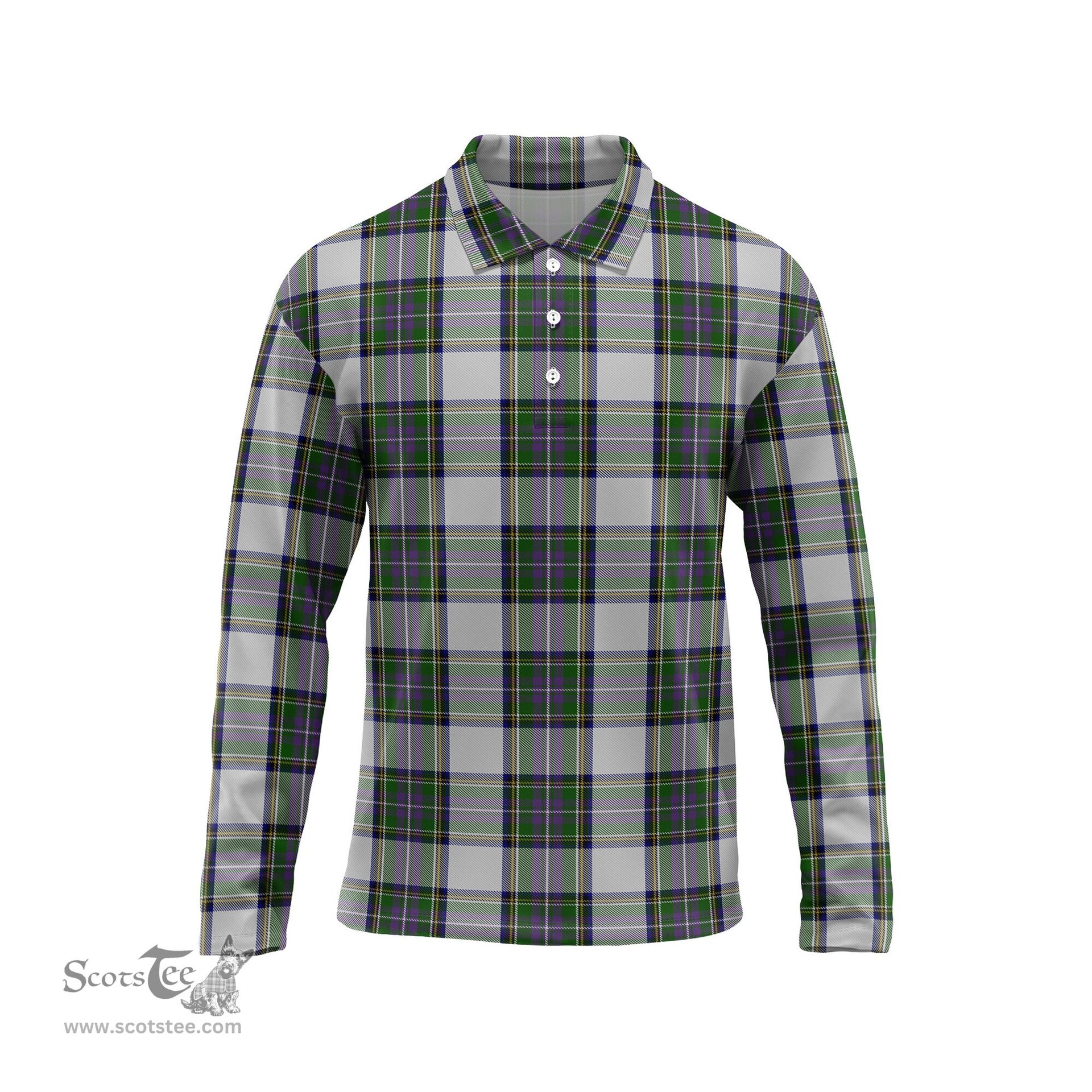 Scottish Pritchard Tartan Long Sleeve Plaid Polo Shirt