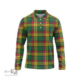 Scottish MacMillan Old Ancient Tartan Long Sleeve Plaid Polo Shirt