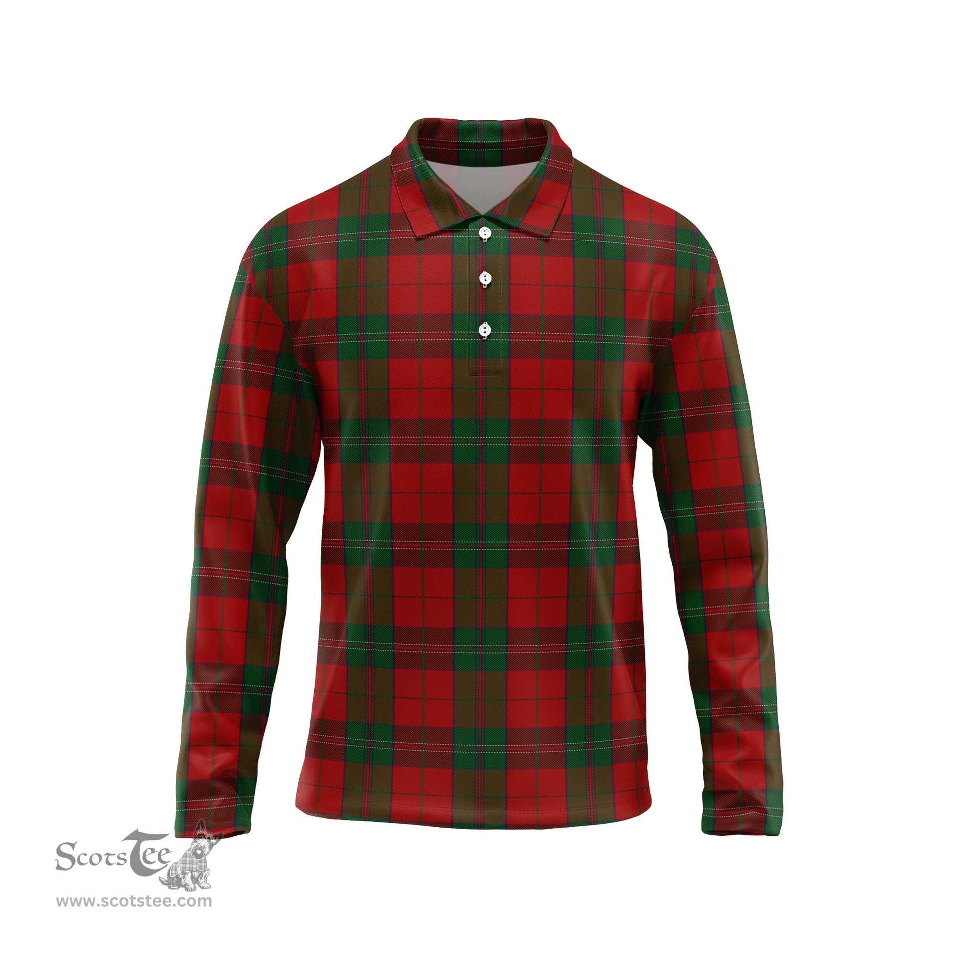 Scottish Thomas of Wales Tartan Long Sleeve Plaid Polo Shirt