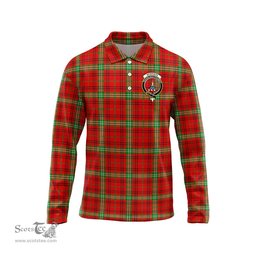 Scottish Morrison Red Modern Clan Crest Tartan Polo Long Sleeve Plaid Polo Shirt